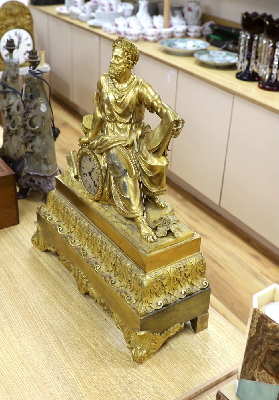 A large ornate French ormolu ‘Hercules’ mantel clock, second quarter 19th century, 62cm tall